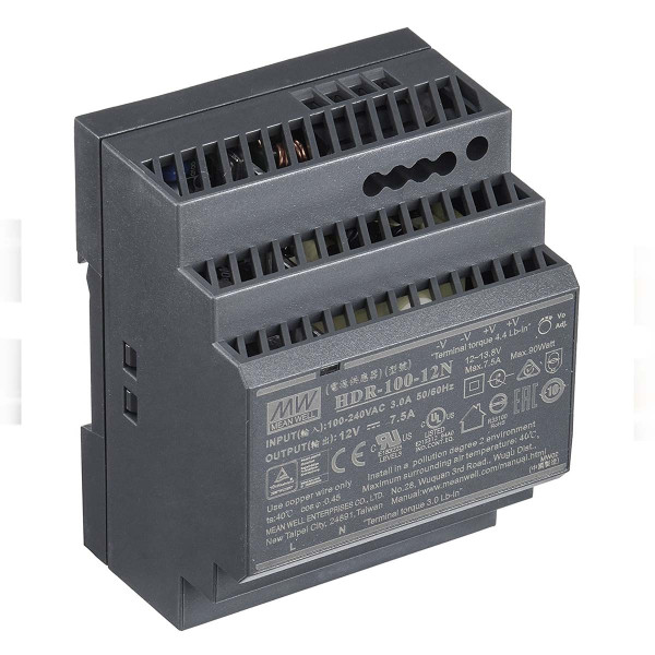 Блок живлення Mean Well на DIN-рейку DC 12V 90W 7,5А (HDR-100-12N) , 100022031