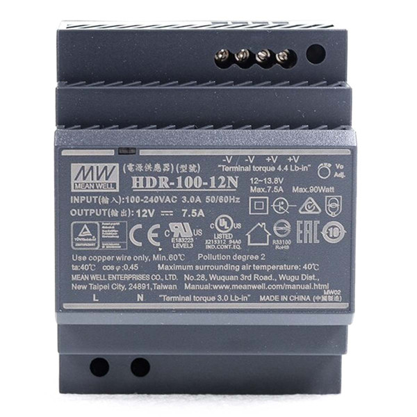 Блок живлення Mean Well на DIN-рейку DC 12V 90W 7,5А (HDR-100-12N) , 100022031