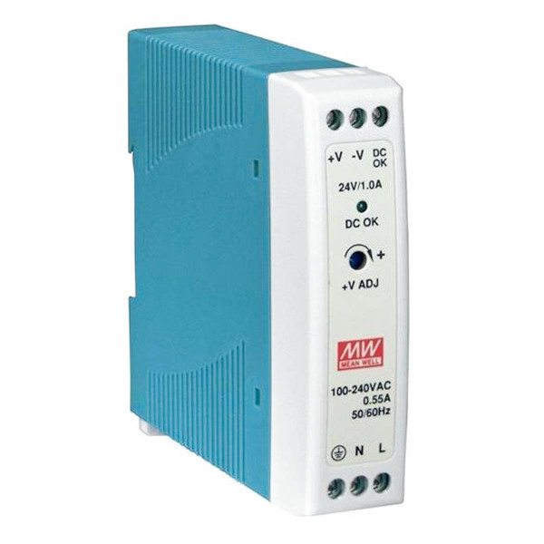 Блок живлення Mean Well на DIN-рейку DC 24V 24W 1А (MDR-20-24) , 100022051