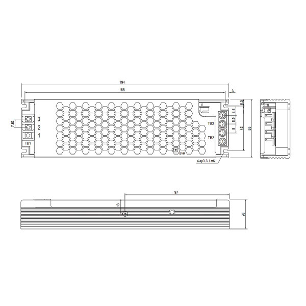 Блок живлення Mean Well DC 12V 200,4W 16,7A IP20 (UHP-200-12) , 100022094