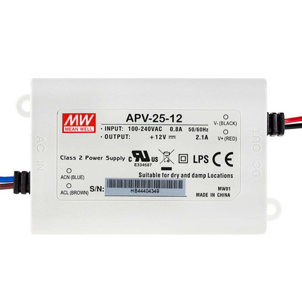 Блок питания Mean Well DC 12V 25,2W 2,1А IP42 (APV-25-12), 100022097