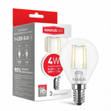 Светодиодная лампа MAXUS филамент G45 4W 420Lm 4100K 220V E14 Clear (1-LED-548)