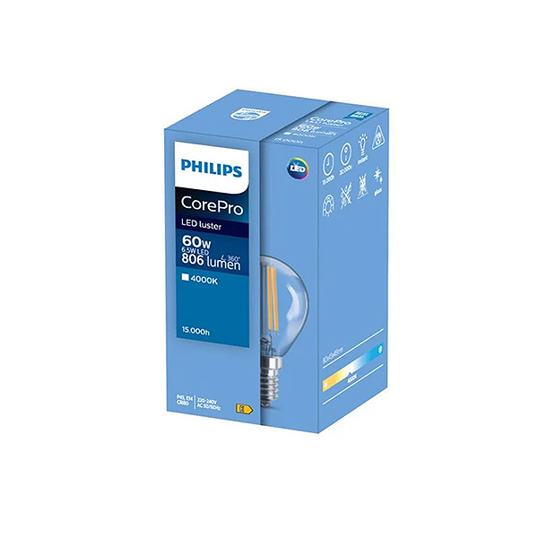 Світлодіодна лампа PHILIPS CorePro LEDLuster ND 6,5-60W E14 840 P45 CLG (929002028692) , 100023629