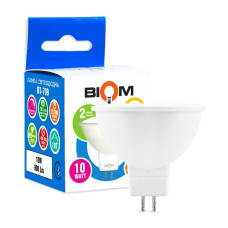 Светодиодная лампа Biom MR16 10W 900Lm 3000К 220V GU5.3 матова (BT-709)