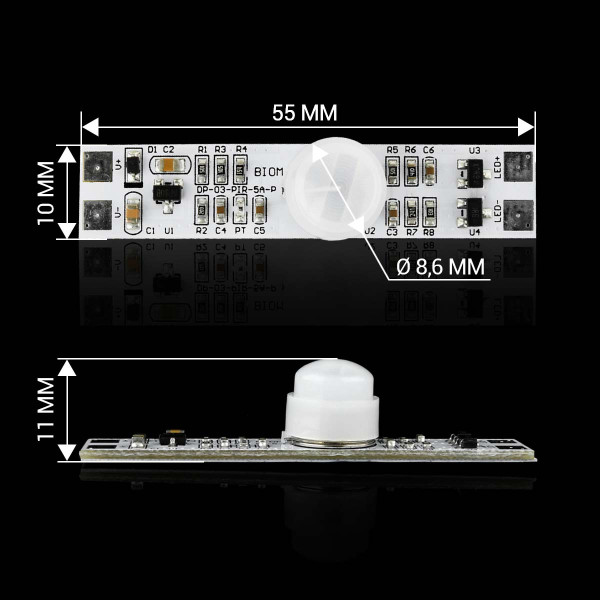РІR сенсор для профілю з фотоелементом 5А DC 12V (DP-03-PIR-5A-P), 100020332