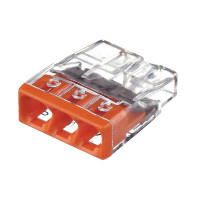 Клема швидкого монтажу WAGO COMPACT для розподіляючих коробок 3X2,5, прозора/помаранчева., без пасти (2273-203)