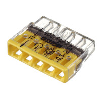 Клемма быстрого монтажа WAGO COMPACT для расспред.коробок 5X2,5, прозрач/желтая, без пасты(2273-205)