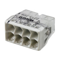 Клема швидкого монтажу WAGO COMPACT для розподіляючих коробок 8X2,5, прозора/сіра, без пасти (2273-208)