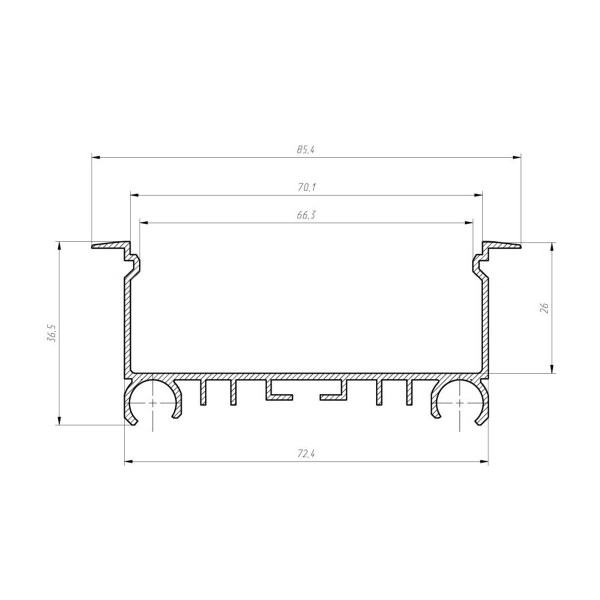 Профiль алюм. LED ЛСВ70 (палка 2м), 1м (LSV-70 (2м)) , 100001629