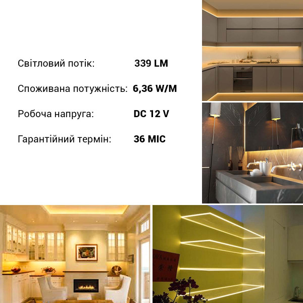 Светодиодная лента RISHANG 60-2835-12V-IP65 6,36W 339Lm 3000К 5м (RD6060TA-B-WW), 100022389