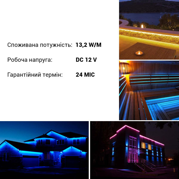 Светодиодная лента RISHANG 60-5050-12V-IP67 13,2W RGB 5м (RD3260AQ-RGB), 100022382