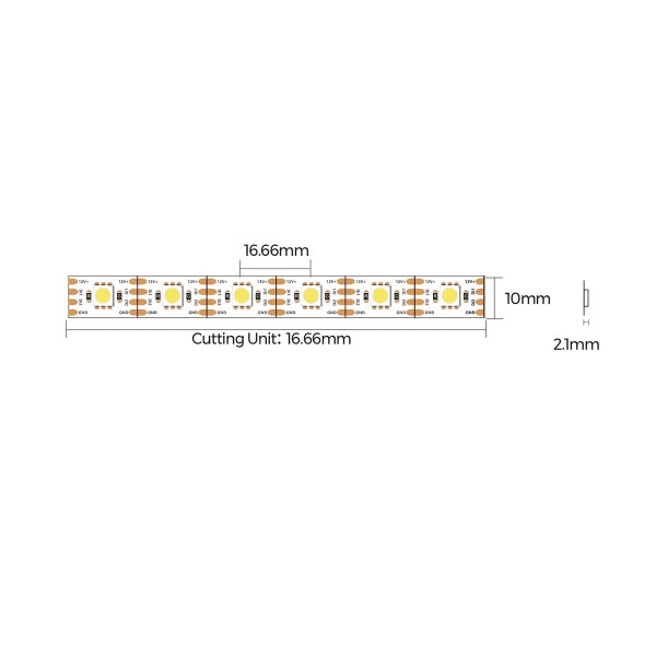 Светодиодная лента Smart SPI COLORS 5050-60-12V-IP20 6000K 8.4W 5м (DS560-12V-10mm-W), 100028252