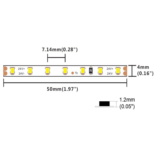 Світлодіодна стрічка COLORS 140-2216-24V-IP20 7,2W 685Lm 3000K 5м (D6140-24V-4mm-WW) , 100022162
