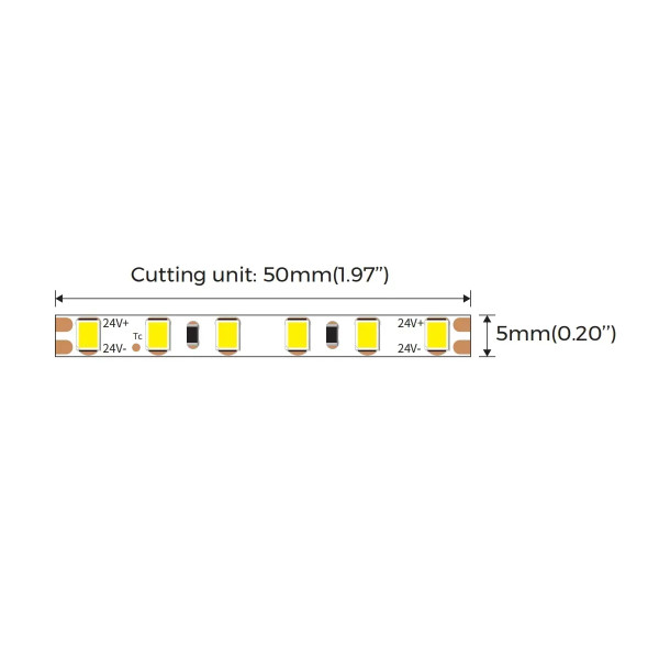 Светодиодная лента COLORS 2835-120-24V-IP20 9.6W 910Lm 4000K 5м (DJ120-24V-5mm-NW9), 100026120