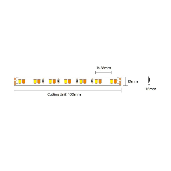 Світлодіодна стрічка COLORS 2835-140-24V-IP20 17.1W 1710Lm 2700/6000K 5м (D8140SWW-24V-10mm) , 100028328