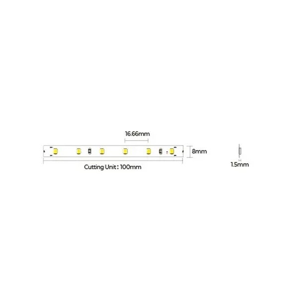 Світлодіодна стрічка COLORS 2835-60-24V-IP20 4.4W 480Lm 3000K 5м (DJ60-24V-8mm-WW) , 100025607
