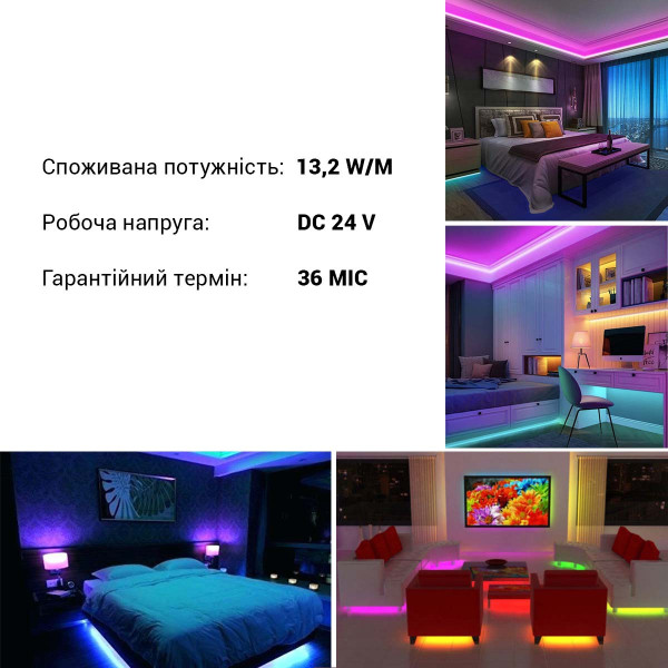 Светодиодная лента RISHANG 60-5050-24V-IP33 13,2W RGB 5м (RD0060AP-RGB), 100022338