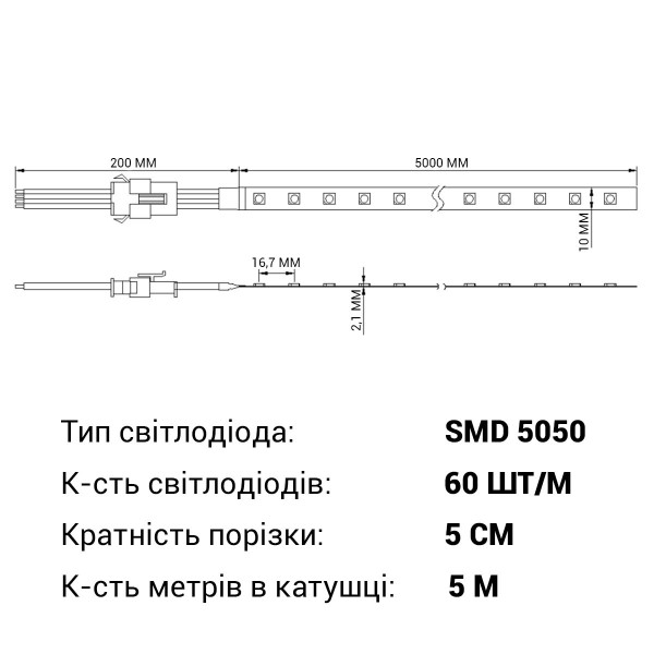 Светодиодная лента RISHANG 60-5050-24V-IP33 13,2W RGB 5м (RD0060AP-RGB), 100022338