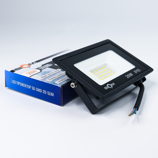 Светодиодный прожектор BIOM 20W 6200К 220V IP65 (S6-SMD-20-Slim), 100028057