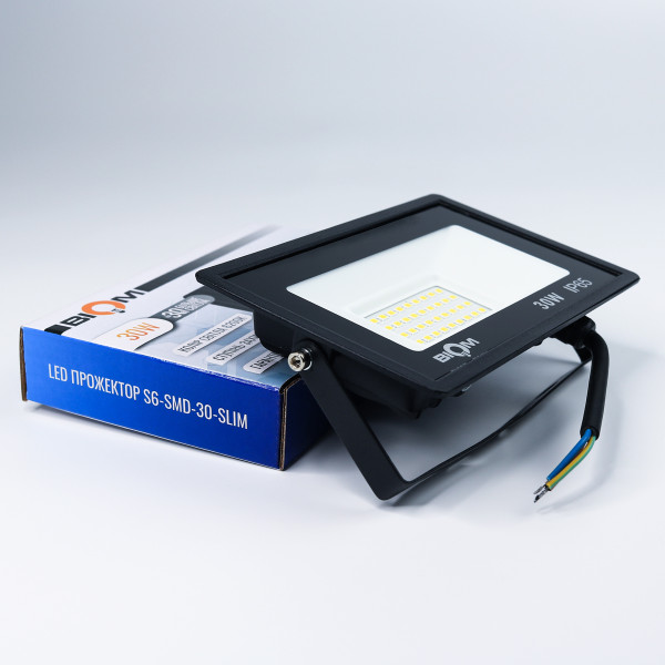 Светодиодный прожектор BIOM 30W 6200К 220V IP65 (S6-SMD-30-Slim 6200K), 100028058