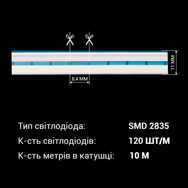 Світлодіодний NEON BIOM PROFESSIONAL BNSP-24-511-2835-120-IB-1 IP65 Ice blue, 1м