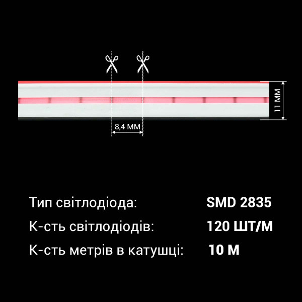 Світлодіодний NEON BIOM PROFESSIONAL BNSP-24-511-2835-120-P-1 IP65 рожевий, 1м