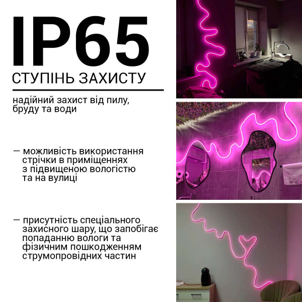 Світлодіодний NEON BIOM PROFESSIONAL BNSP-24-511-2835-120-P-1 IP65 рожевий, 1м