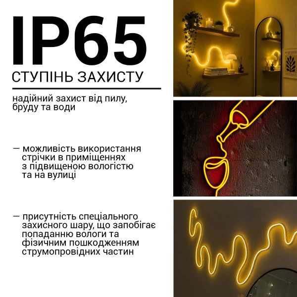 Світлодіодний NEON BIOM PROFESSIONAL BNSP-24-511-2835-120-Y-1 IP65 жовтий, 1м