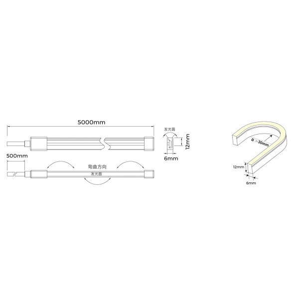 Гнучкий неон COLORS 24V-IP67 9.6W 280Lm 3000K 1м (NMS0612-WW) , 100022291