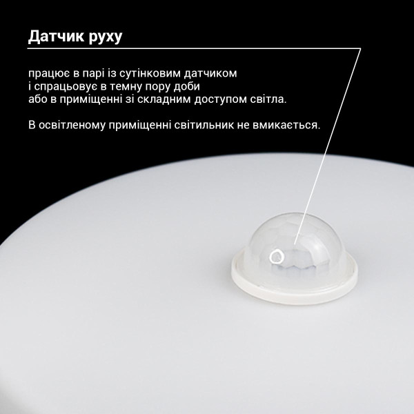 Світильник світлодіодний Biom BYR 18W круглий 5000К з сенсором (BYR-04-18-5-IR) , 100023417