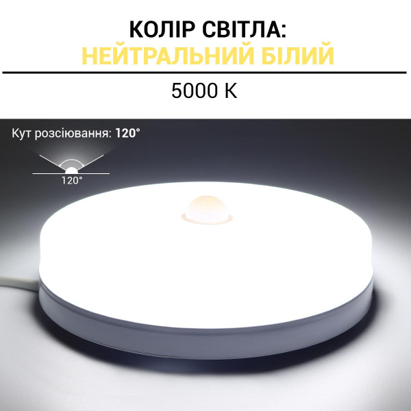 Світильник світлодіодний Biom BYR 24W круглий 5000К з сенсором (BYR-04-24-5-IR) , 100023483