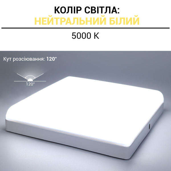 Світильник світлодіодний Biom HB 230V 24W 5000К IP20 (HB-S24W-5) , 100023855