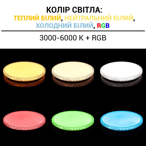 Потолочный светильник Biom SMART 230V 70W RGB+3000-6000K IP20 с д/у (SML-R45-70-RGB), 100023955