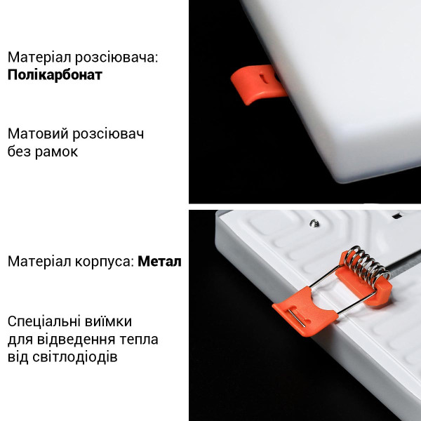 Світильник світлодіодний Biom UNI-2 12W квадратний 5000К (UNI-2-S12W-5) , 100022818