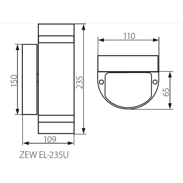 Настінний вуличний світильник KANLUX Zew EL-235U-GR (22443) , 100013356