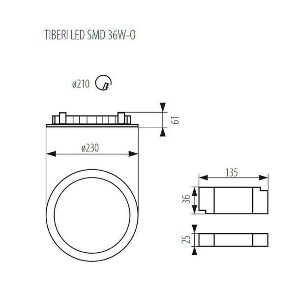 Потолочный светильник KANLUX Tiberi LED SMD 36W-O (25511), 100013229