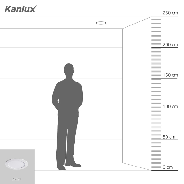 Світильник KANLUX типу downlight ROUNDA V2LED 12W-NW-W (28931) , 100024606