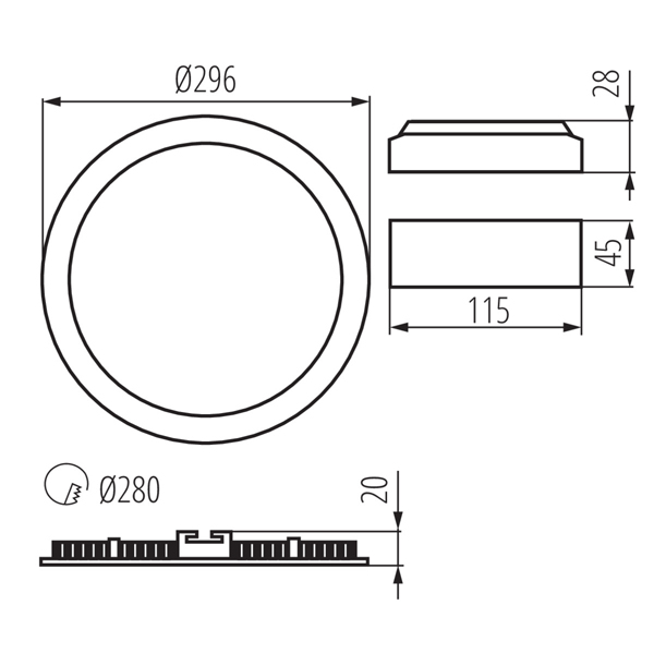 Светодиодный светильник KANLUX downlight ROUNDA V2LED24W-NW-W (28936), 100024610