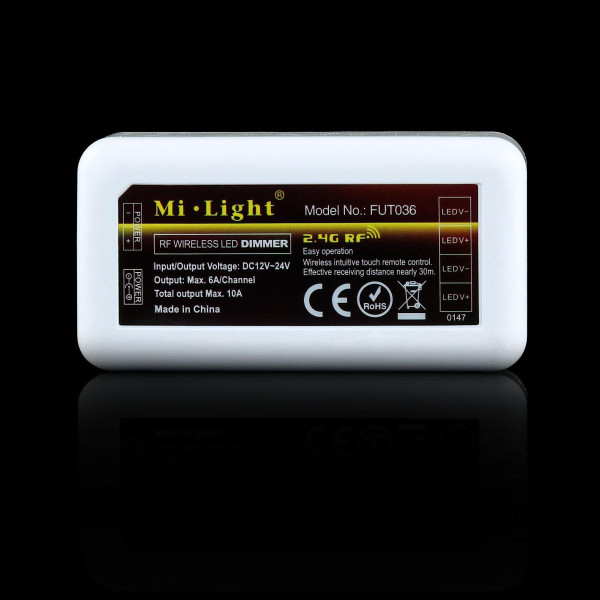 Диммер Mi-light 4-х зонный W/WW 10А -2,4G RF Wi-Fi 2 канала FUT036 (ML036-W), 100014048
