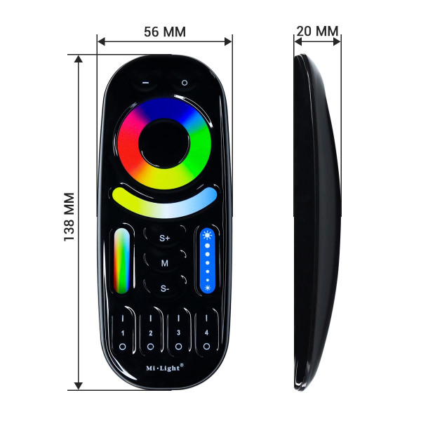 Пульт д/у Mi-light Smart touch White/RGB/RGBW/CCT 2,4 GHz 4-х зонный Black FUT092-В (RL092-В), 100022690