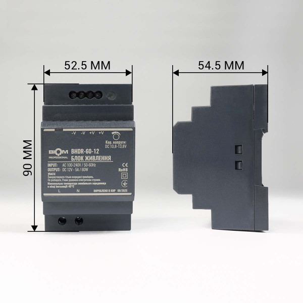 Блок питания Biom Professional DC12 60W 5A под DIN-рейку (BHDR-60-12), 100027980