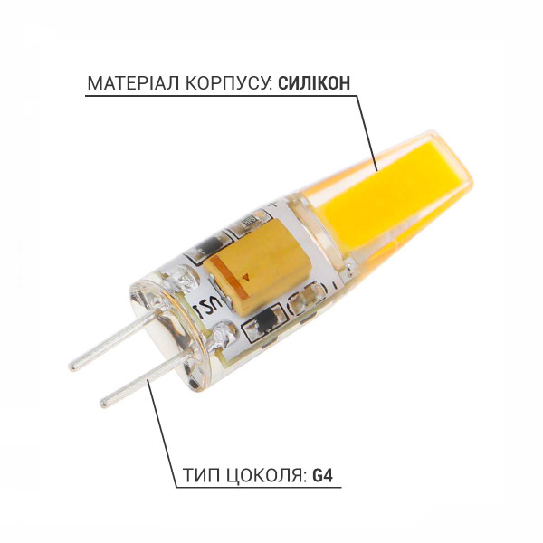 Светодиодная лампа Biom JC 3.5W 330Lm 4500K AC/DC 12V G4 Clear (BG4-3,5-12-4-S), 100001287