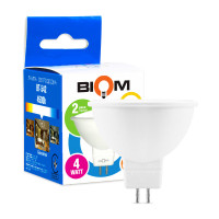 Світлодіодна лампа Biom MR16 4W 360Lm 4500K 220V GU5.3 Frosted (BT-542)