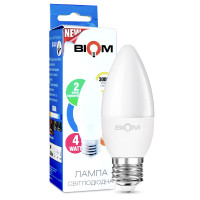 Светодиодная лампа Biom C37 4W 360Lm 3000K 220V E27 Frosted (BT-547)