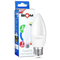 Світлодіодна лампа Biom C37 7W 630Lm 4500K 220V E27 Frosted (BT-568)