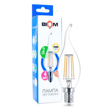 Светодиодная лампа Biom филамент BA35 4W 440Lm 2800-3200K 220V E14 Clear (FL-315)