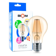 Светодиодная лампа Biom филамент A60 8W 720Lm 2300-2500K 220V E27 Clear (Amber) (FL-411)