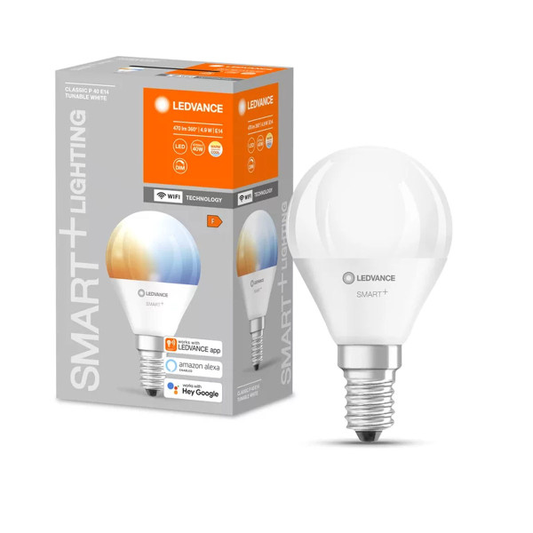 Світлодіодна лампа LEDVANCE Smart WI-FI P40 5W 470Lm 2700-6500K 230V E14 Матовий (Frosted) (4058075485617) , 100024165