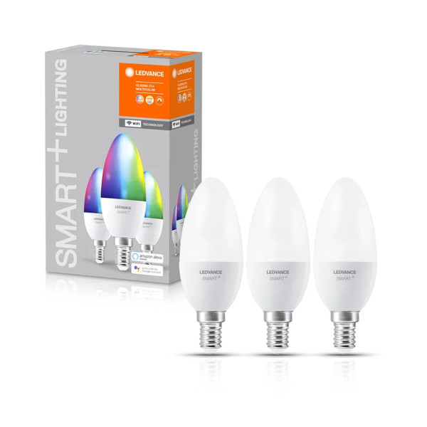 Светодиодная лампа LEDVANCE Smart WI-FI B40 5W 470Lm RGBW + 2700-6500K 230V E14 Матовый (Frosted) (4058075485938) коробка 3 шт, 100024162