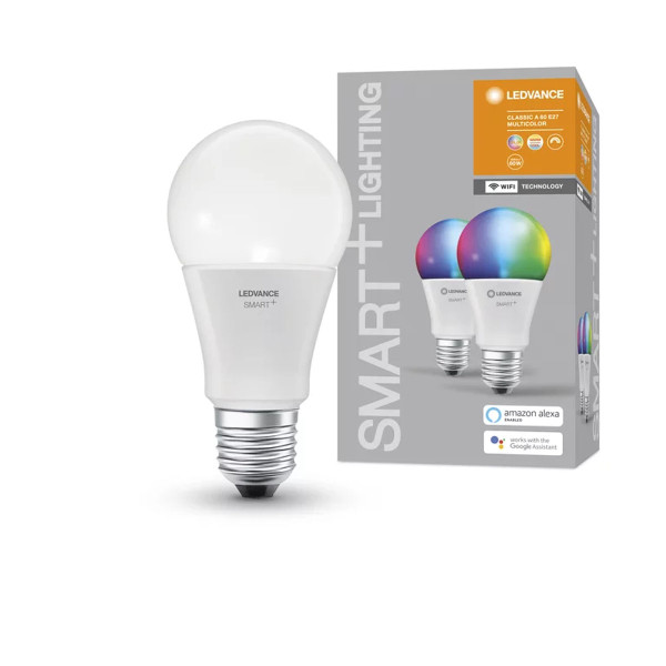 Светодиодная лампа LEDVANCE Smart WI-FI A60 9W 806Lm RGBW + 2700-6500K 230V E27 Матовый (Frosted) (4058075521438) коробка 2 шт, 100024158
